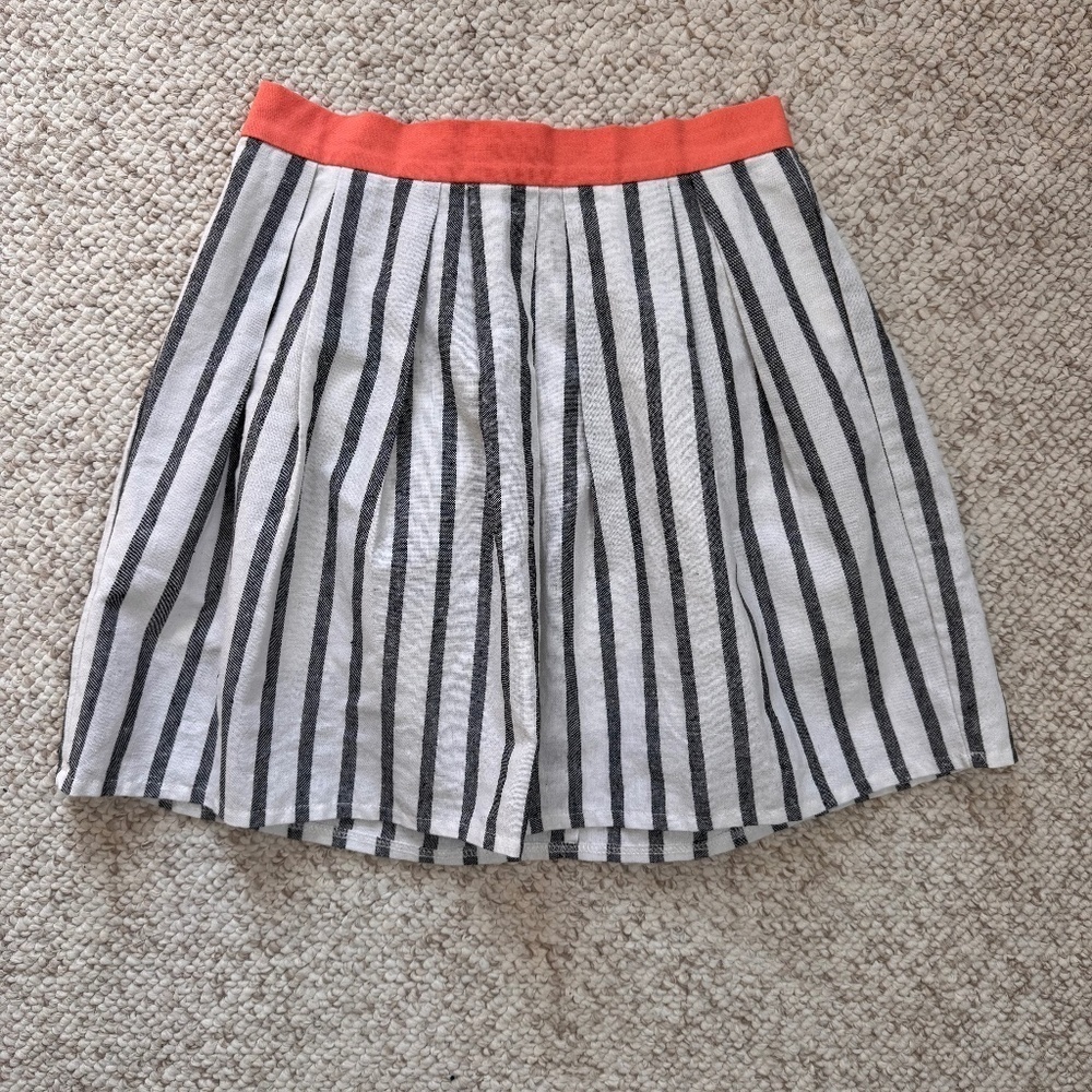 Women's Linen Skirt Black & White Striped Size Small S